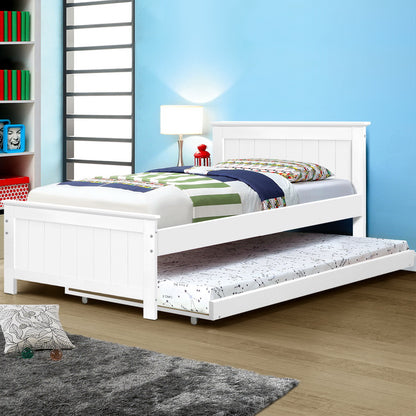 Elvis King Single Wooden Trundle Bed - White