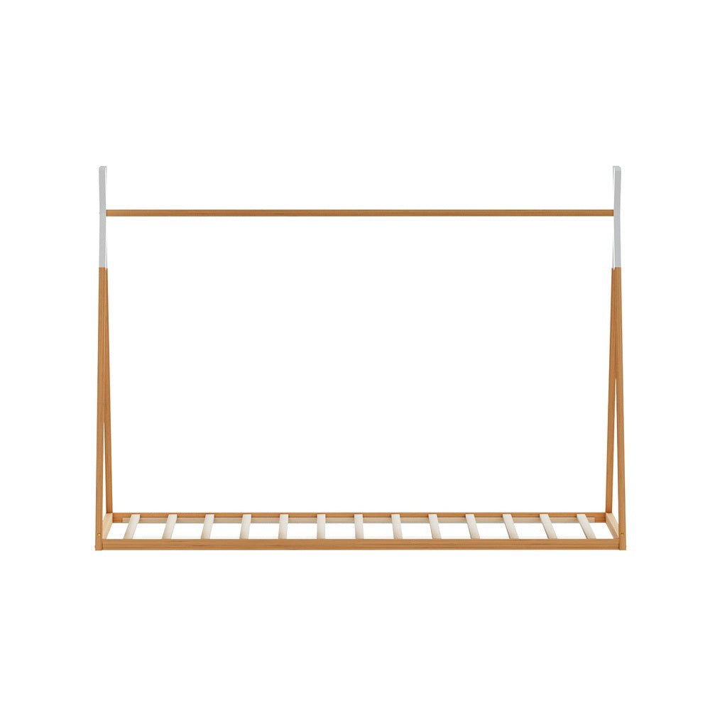 Enid Kids Wooden House Single Bed Frame - Oak