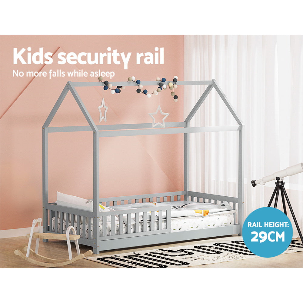 Rock House Single Bed Frame - Grey
