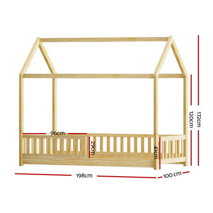 Rock House Single Bed Frame - Oak