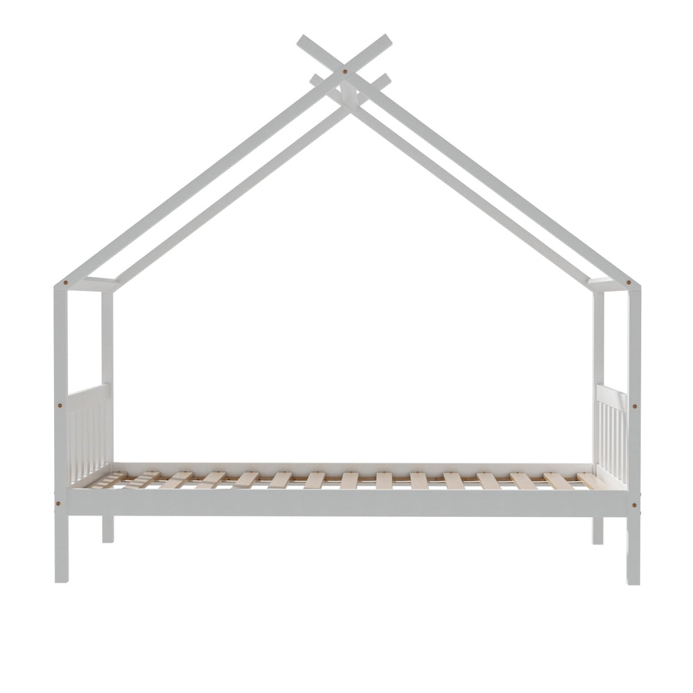 Cabin House Single Bed Frame - White