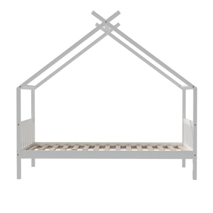 Cabin House Single Bed Frame - White