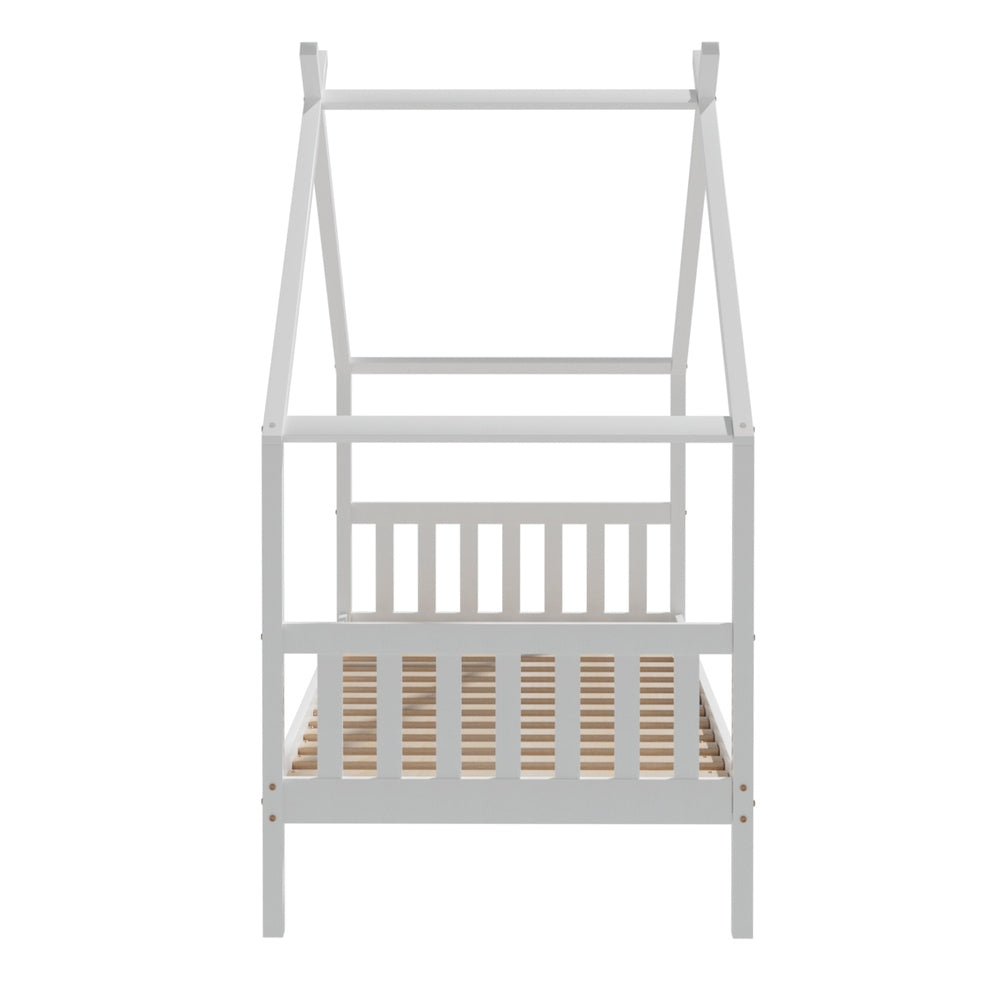 Cabin House Single Bed Frame - White