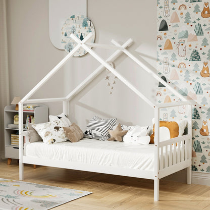 Cabin House Single Bed Frame - White